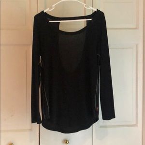 Black long-sleeve cut out top